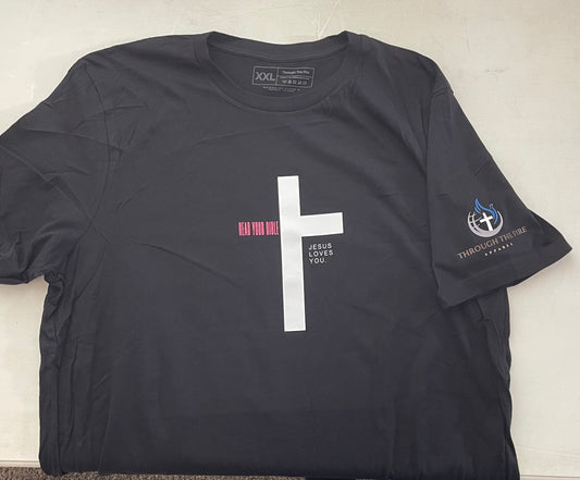 "Read Your Bible" White Cross - Short Sleeve T-Shirt
