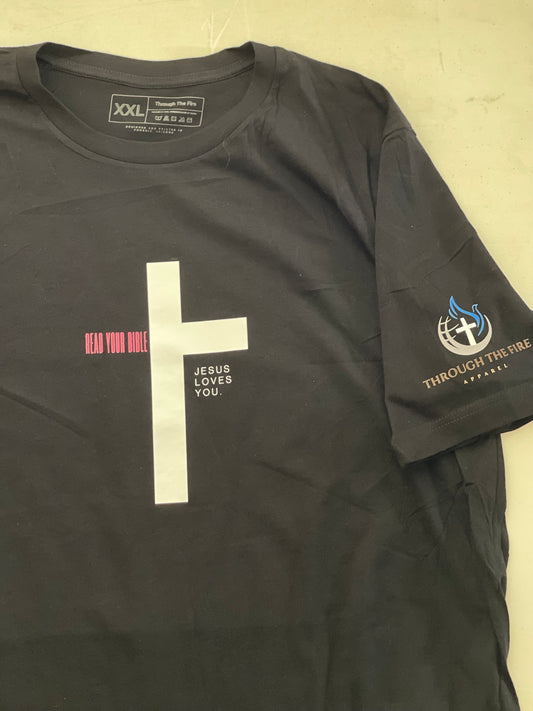 "Read Your Bible" White Cross - Short Sleeve T-Shirt